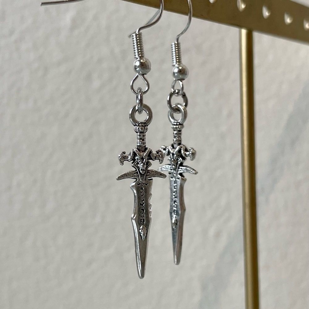 Handmade Silver Dagger Earrings